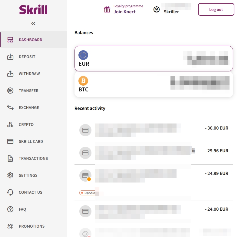Balance de mon compte Skrill