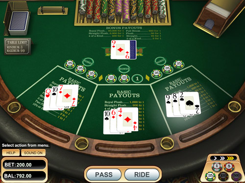 Jeu Ride'm Poker - Logiciel Betsoft Gaming.