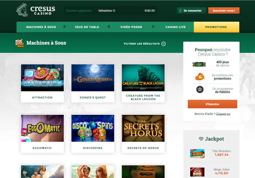 Les derniers jeux de machine à sous sur Casino Cresus