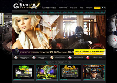 page d'accueil gorilla casino
